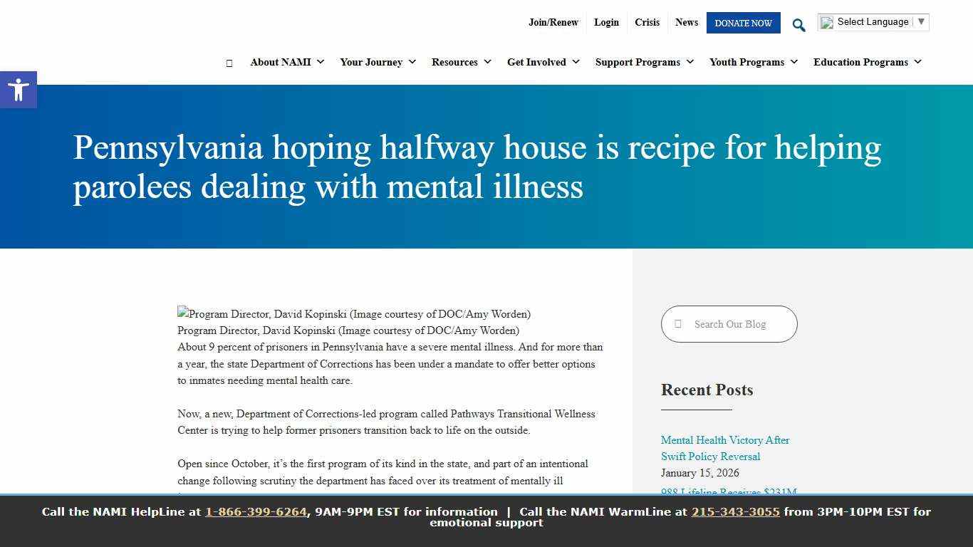 Pennsylvania hoping halfway house is recipe for helping parolees dealing with mental illness - NAMI Bucks County PA: National Alliance on Mental Illness